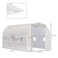 Outsunny 15' X 7' X 7' Walk In Tunnel Greenhouse, Large Garden Hot House Kit With 6 Roll Up Windows & Roll Up Door, Steel Frame, White White Steel