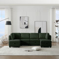 Adjustable Arms And Backs Modern U Shape Linen Couch Modular Sectional Sofa Couch With Storage Seat, Large Convertible Sofa With Reversible Chaise For Living Room Apartment Office, Green Green Polyester 4 Seat