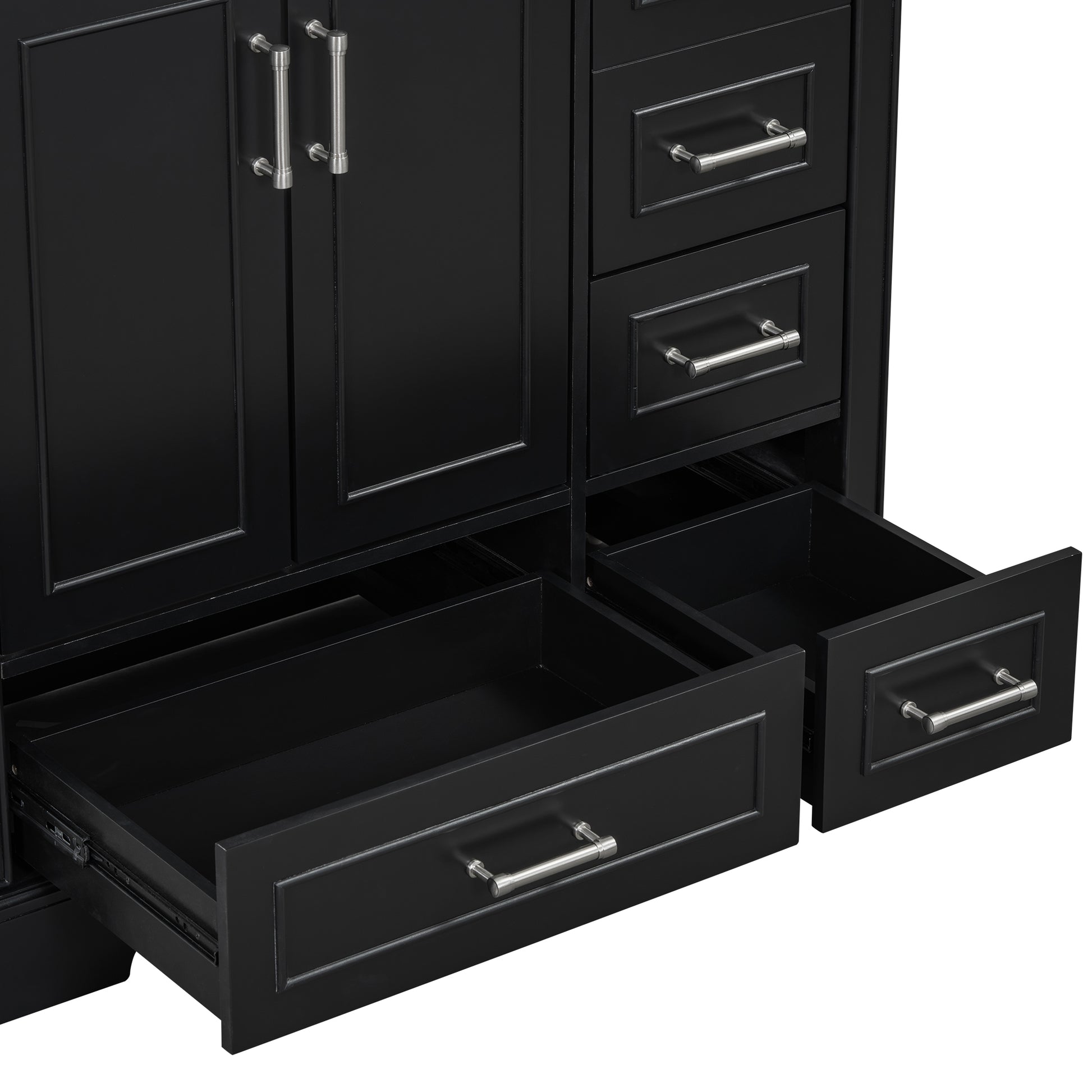 Cabinet Only 36" Black Traditional Bathroom Vanity Sink Not Included Black Bathroom American Traditional Solid Wood Mdf