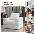 Single Sofa Chair That Converts To A Single Sofa Bed For Living Room, Guest Room, Playroom, White Creamy White Primary Living Space Modern Foam Linen