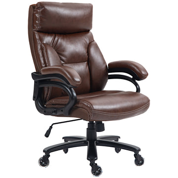 Vinsetto Heavy Duty Pu Leather Office Chair Hold Up To 400Lb, Brown Brown Pu Leather