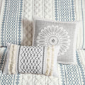 Cotton Printed Comforter Set With Chenille White Navy Full Queen Queen White Navy Cotton