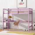 Twin High Loft Bed, Rubber Wood Loft Bed With Safety Guardrail, Built In Desk, Ladder,Pink Twin Pink Abs Rubber Steel Q235 ,Rubber Wood