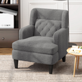 Upholstered Accent Chair Tufted Armchair For Living Room And Bedroom, Dark Grey Dark Grey Birch Foam Teddy