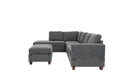 Living Room Furniture Charcoal Chenille Sectional W Ottoman Linen Like Fabric Sofa Reversible L R Chaise Ottoman 3Pc Sectional Sofa Charcoal Chenille Wood Primary Living Space Cushion Back