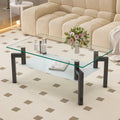 Rectangle Black Glass Coffee Table Clear Coffee Table Modern Side Center Tables For Living Room Living Room Furniture Black Glass