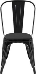 2Pc Modern High Gloss Black Metal Dining Room Kitchen Bar Chairs Contemporary Aesthetic 18 Inch Seat Height Standard Dining Black Dining Room Wipe Clean Square Contemporary,Industrial,Modern Dining