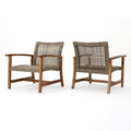 Hampton Wood Wicker Club Chair Set Of 2 Natural Grey Wood