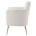 White And Gold Tight Back Accent Chair White Primary Living Space Modern Wood Fabric