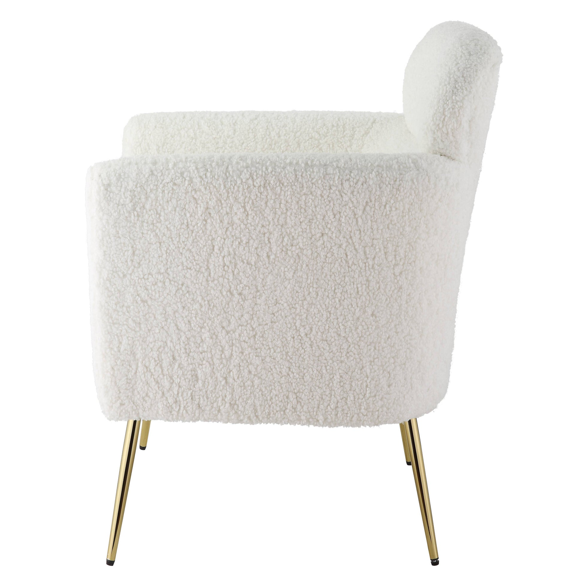 White And Gold Tight Back Accent Chair White Primary Living Space Modern Wood Fabric