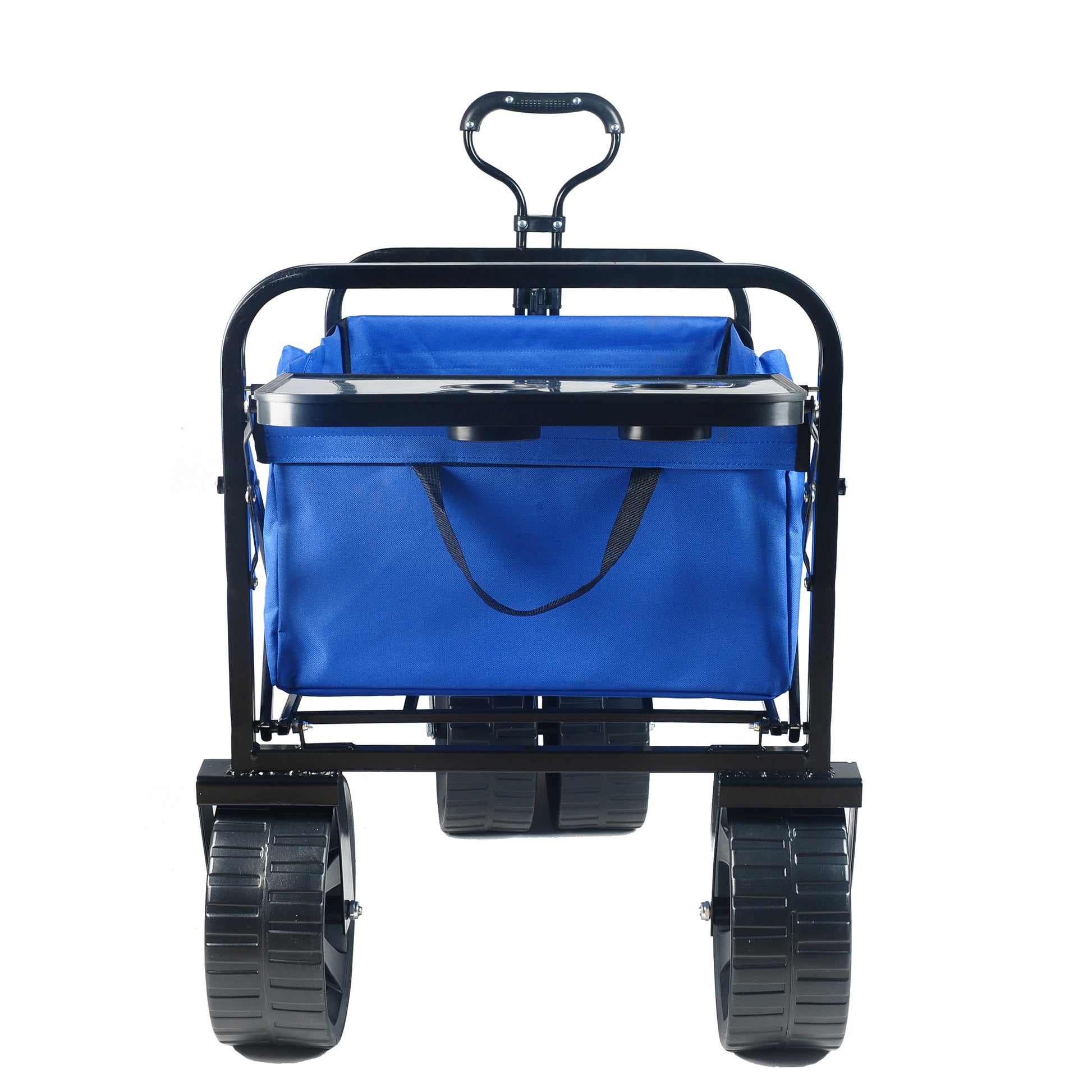 Folding Wagon Garden Shopping Beach Cart Blue Blue Metal