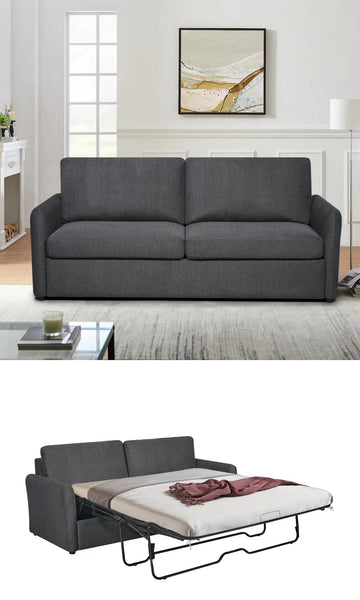 Queen Size Sleeper Sofa Pull Out Bed, Convertible Sofa Bed Couch 2 In 1, With Foam Mattress For Living Room, Dark Grey Dark Gray Fabric 3 Seat