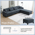 Wide Seat Corduroy Modular Sectional Sofa Bed,Sleeper Couch Set With Armrest Pillow,6 Seat Free Combination Sofa With Ottomans,Oversized Indoor Furniture For Living Room, 2 Colors Gray Corduroy 6