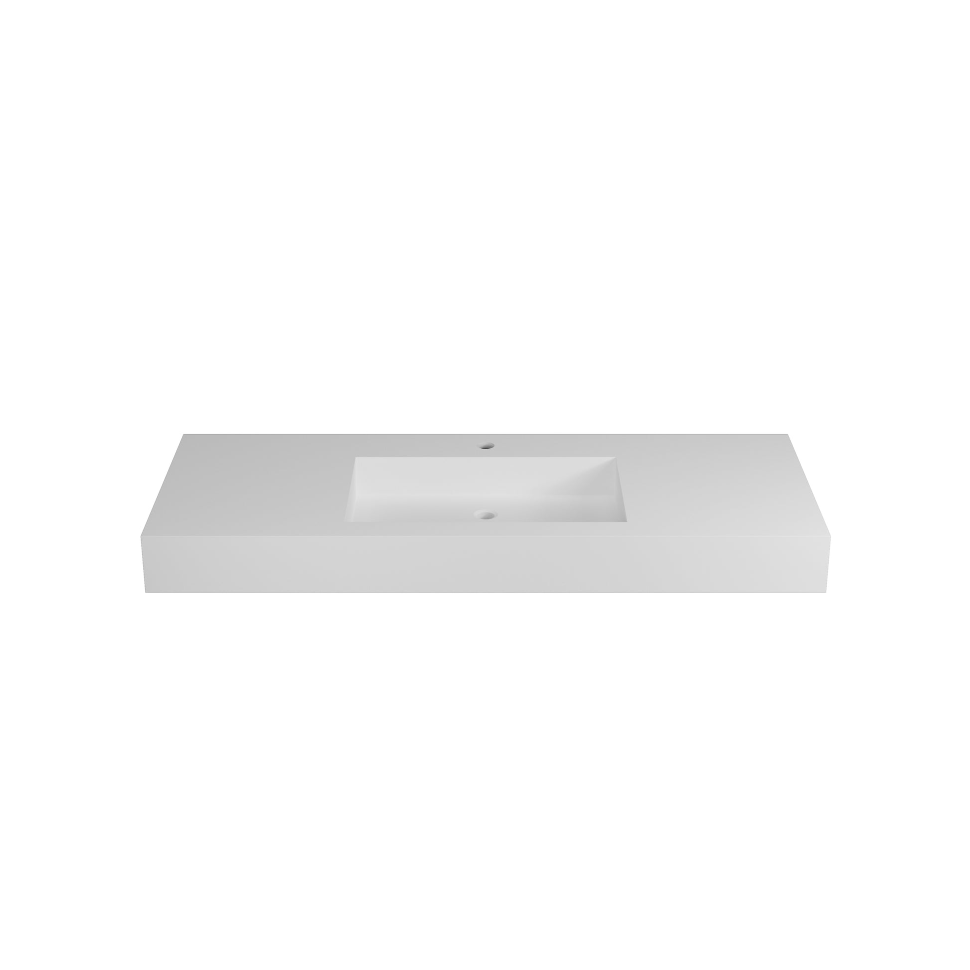 Solid Surface Single Basin With Drain - White