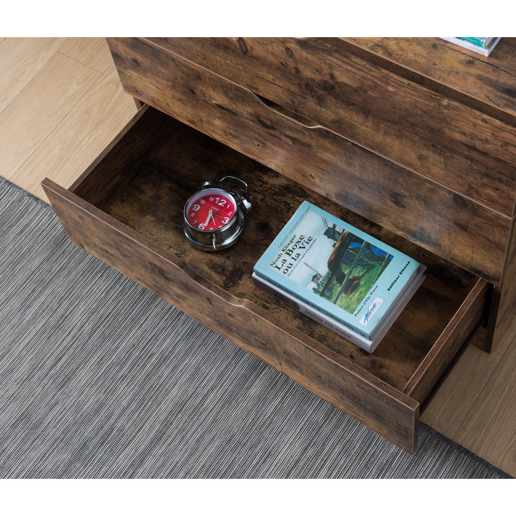 Functional 5 Drawer Chest In Distressed Brown Finish Distressed Brown Mdf