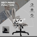 Homcom 6 Point Vibrating Massage Office Chair With Heat, Microfiber High Back Executive Office Chair With Reclining Backrest, Padded Armrests And Remote, Gray Grey Polyester