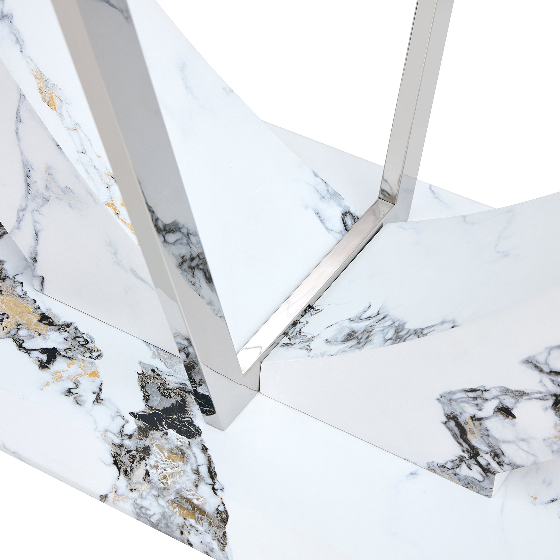 A Modern And Simple Rectangular Glass Table, Equipped With A 0.39 Inch Tempered Glass Table And Medium Density Board Legs, And Stainless Steel Support Shelves. Used In The Kitchen, Dining Room F 907 White Glass