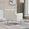Coolmore Armchair Single Sofa Modern Tufted Upholstered Side Reading Chairs With Arm And Gold Metal Leg For Living Room Bedroom White Teddy White Teddy Foam Teddy