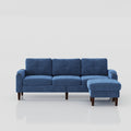 Convertible Combination Sofa Sofa L Shaped Sofa With Storage Cabinet Footstool, Living Room Navy Blue Sofa, Living Room Bedroom Office Small Space 3 Seater Combination Sofa Navy Blue Metal 3 Seat