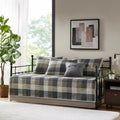 6 Piece Reversible Plaid Daybed Cover Set Neutral Daybed Multicolor Polyester
