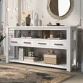 62.2'' Modern Console Table Sofa Table For Living Room With 4 Drawers And 2 Shelves White Solid Wood Mdf