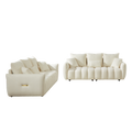 3 Seater 3 Seater Combo Sofa Modern Living Room Sofa, Teddy Sofa, Wooden Frame, 6 Cushions, Apartment Sofa Furniture Beige Wood Primary Living Space Pine Foam Fabric 6 Seat