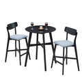 3 Pieces Bar Table Set,Modern Round Counter Height Pub Table, Wooden High Top With Bar Stools Pub Dining Set For Kitchen,Restaurant,Cocktail Bar,Black Black Solid Wood Mdf