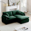 Two Seater Sofa With One Footrest, L Shaped 2 Seater Sofa With Ottoman For Small Living Spaces,Green Corduroy Green Corduroy 2 Seat