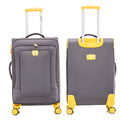 Four Piece Fabric Luggage Set, Expandable Suitcase For Travel, School And Business Trip 20 24 28 32In Yellow Grey Fabric