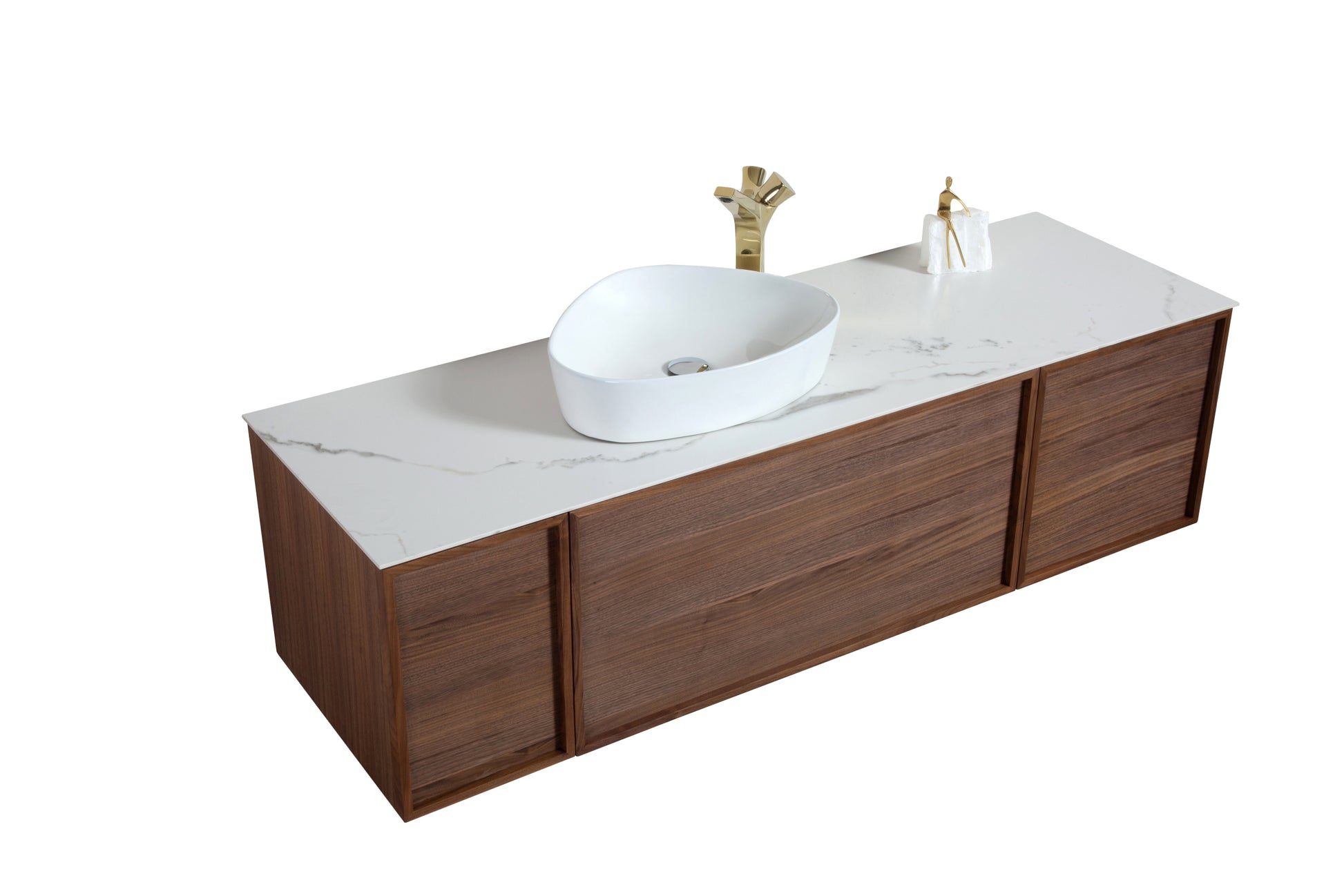 Forest 65" Solid Wood Walnut Wall Hung Vanity -