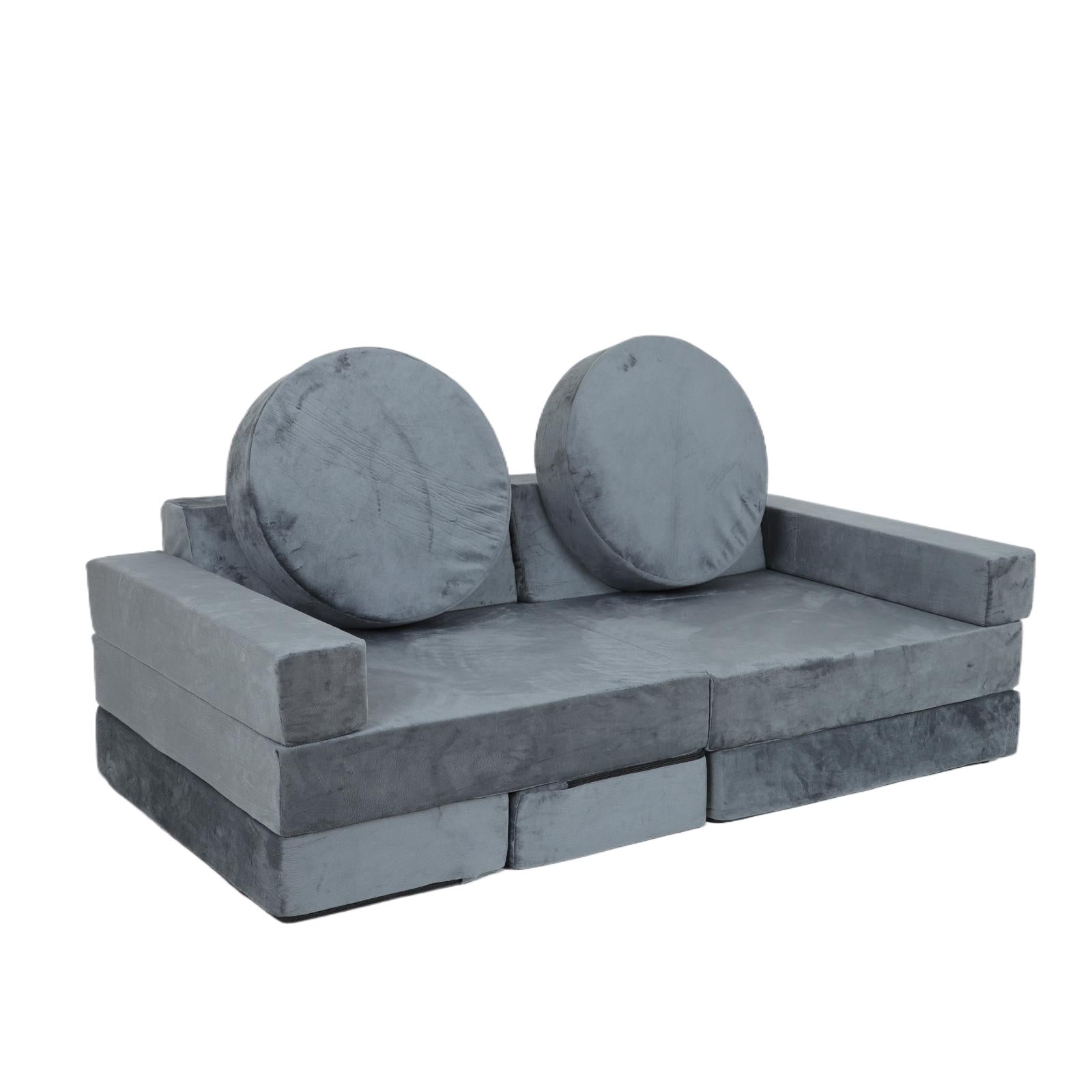 14Pcs Kids Sofa Modular Play Couch,Child Sectional Sofa To Boost Creativity,Boys And Girls Diy Creativing Playroom Couch Furniture For Toddlers Conertible Foam And Floor Cushion,Gray Grey Cotton