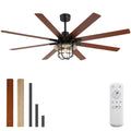 Modern 66 Inch With 6 Speed Wind 8 Blades Remote Control Reversible Dc Motor With Light Black Plywood