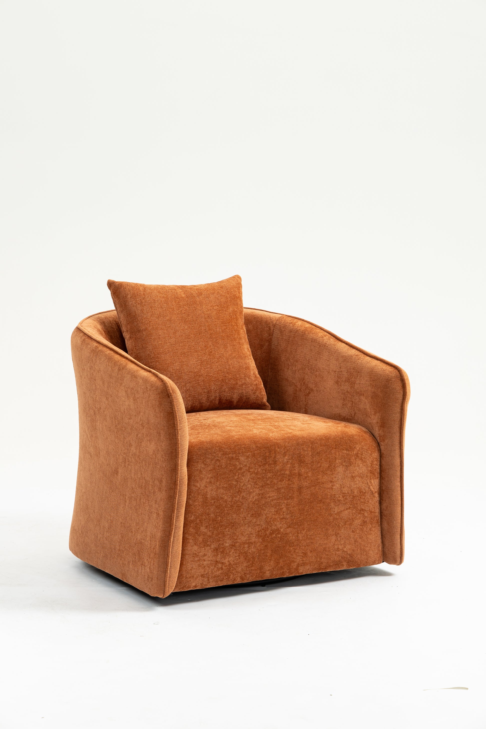 Mid Century Modern Accent Chair With Wood Frame, Upholstered,Swivel Chairs For Living Room Chairs With Waist Cushion, Reading Armchair For Bedroom Sunroom Brown Modern Foam Velvet