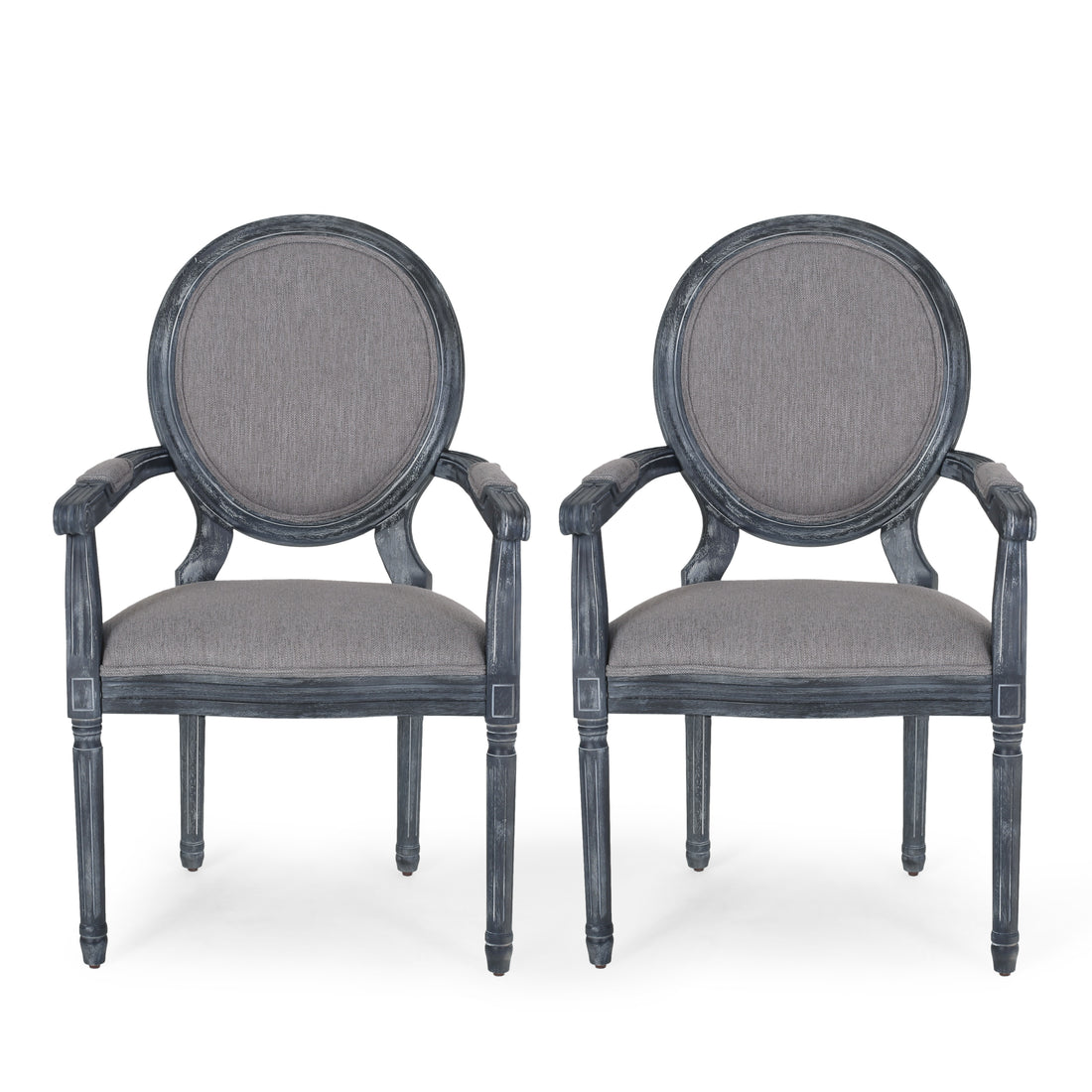 Dining Chair Mp2 Set Of 2 Grey Wood Fabric