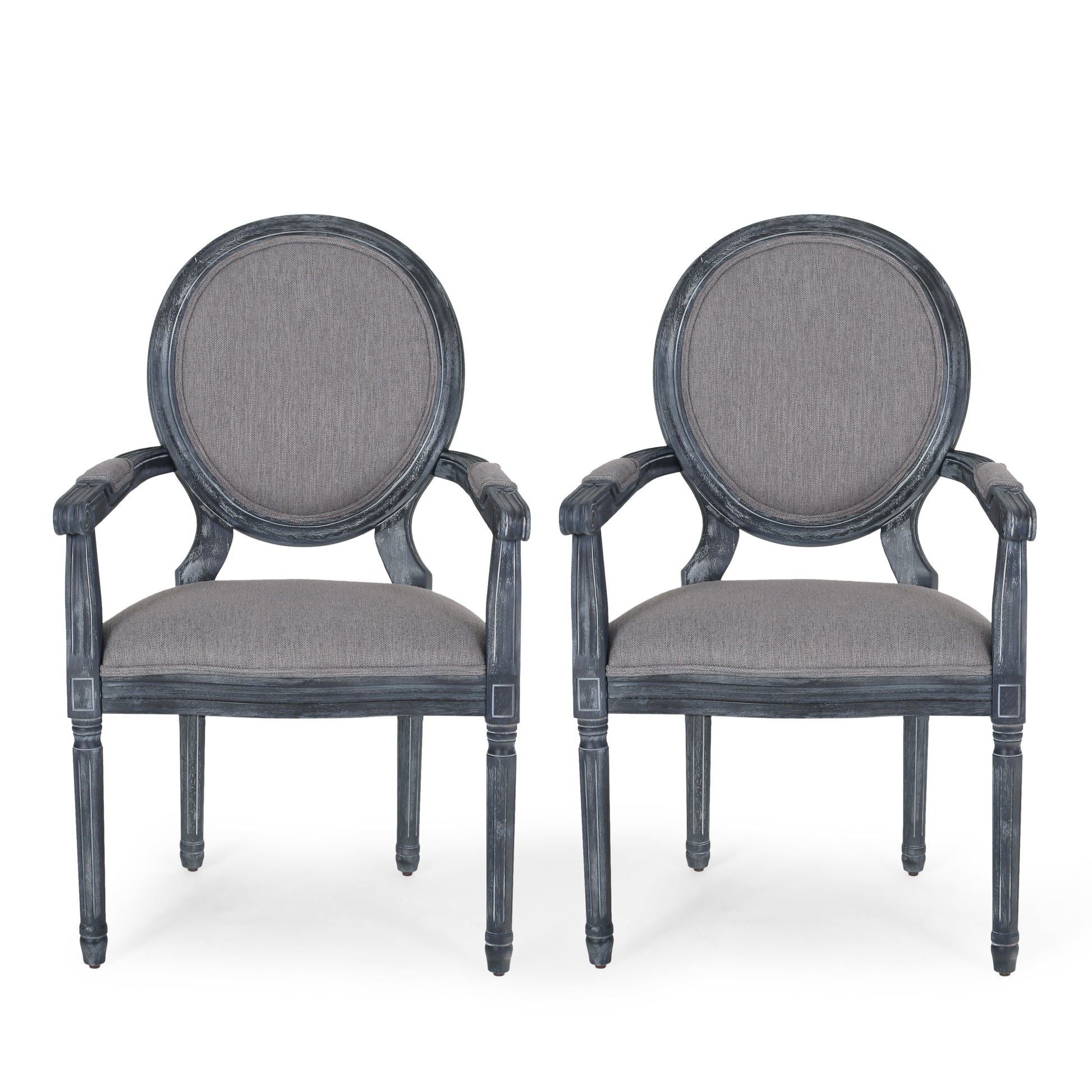 Dining Chair Mp2 Set Of 2 Grey Wood Fabric