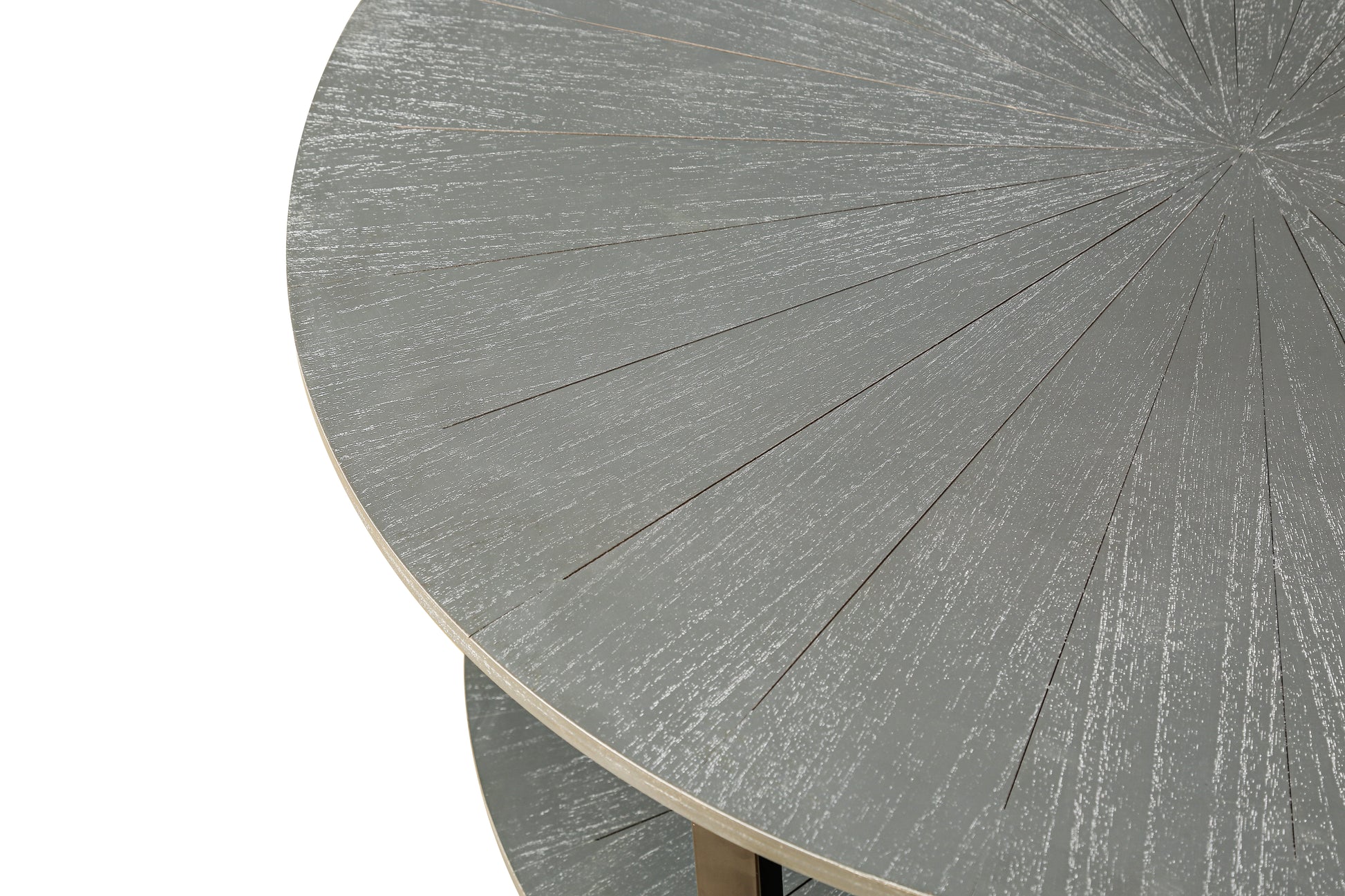 31.5"D X 31.5''W X 18.3''H Round Coffee Table With 2 Tier Storage, Farmhouse Living Room Cocktail Table With Black Metal Leg,Patchwork Desktop Effect Easy Assembly Antique Gray Antique Gray Primary Living Space American Design Floor Mount Round Open