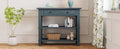 Retro Console Table With Drawer And Two Sturdy Shelves For Entryway, Living Room Navy Navy Mdf,Rubber Wood