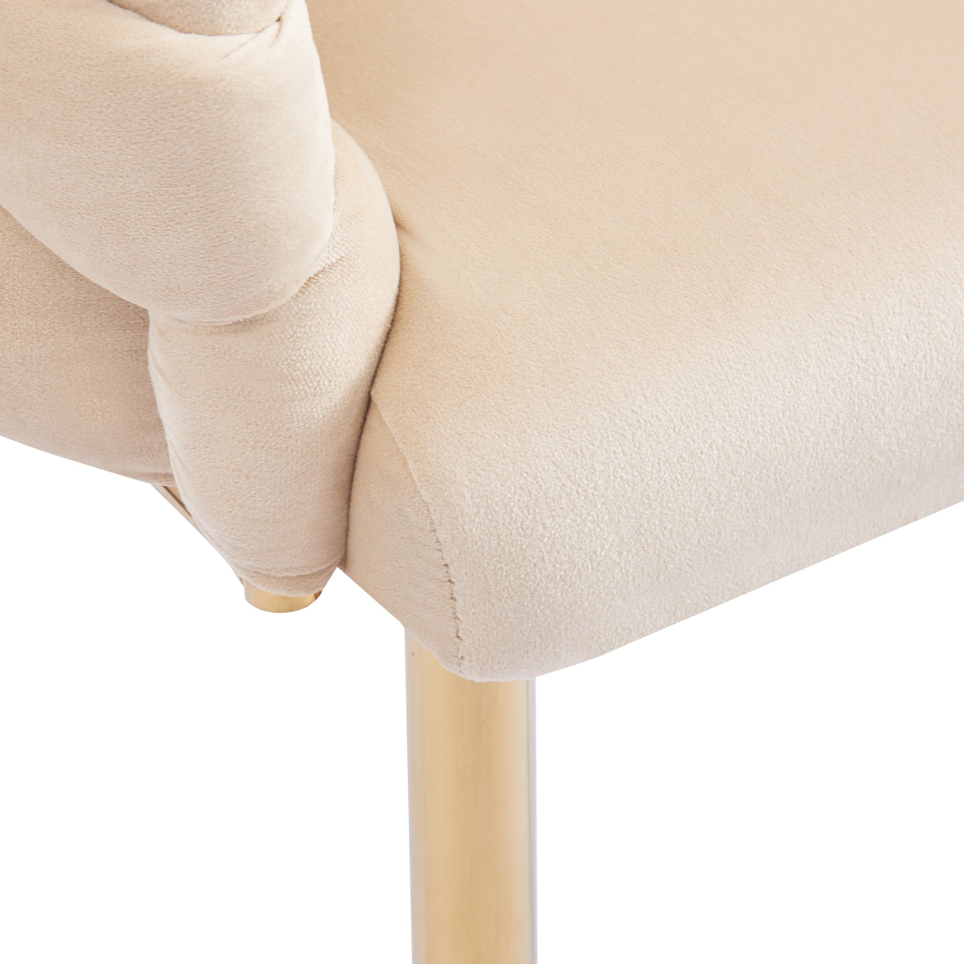 Luxury Handmade Accent Chair With Gold Legs, Modern Velvet Armchair For Living Room And Bedroom Beige Foam Velvet