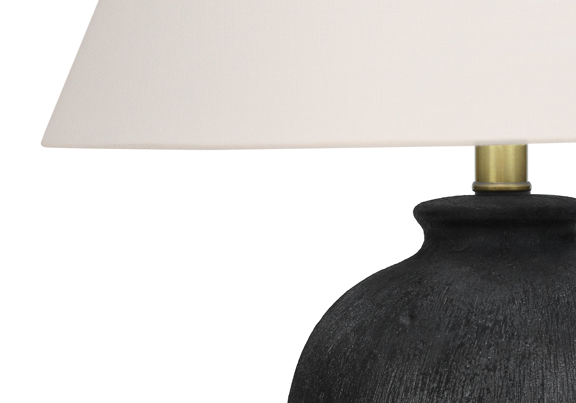 Lighting, 24"H, Table Lamp, Black Ceramic, Ivory Cream Shade, Modern Black Ceramic