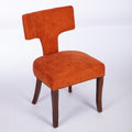 Mid Century Modern Dining Chairs Set Of 2, Farmhouse Linen Fabric Upholstered Accent Chair Curved Backrest With Copper Nails Around,Kitchen Chairs With Hardwood Frame, Orange Orange Classic Set Of 2 Foam Upholstered