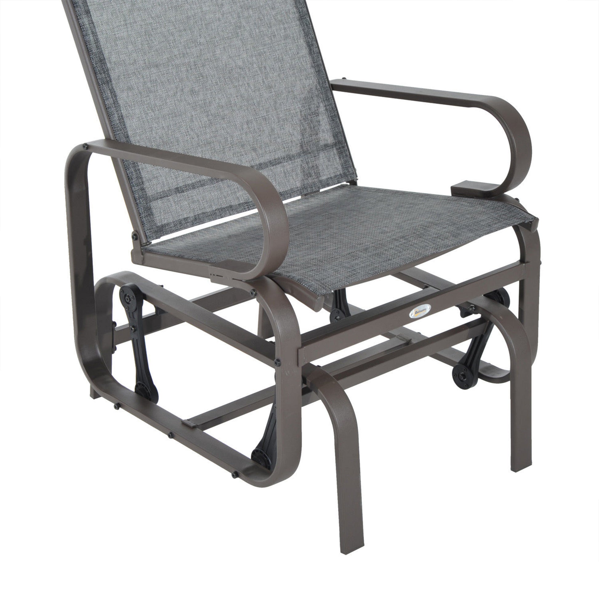 Outsunny Outdoor Glider Chair, Gliders For Outside Patio With Smooth Rocking Mechanism And Lightweight Construction For Backyard, Gray Brown Steel