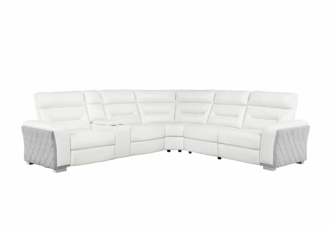 Coolray Blanche Wht Gry 33 Sectional White Fabric 5 Seat