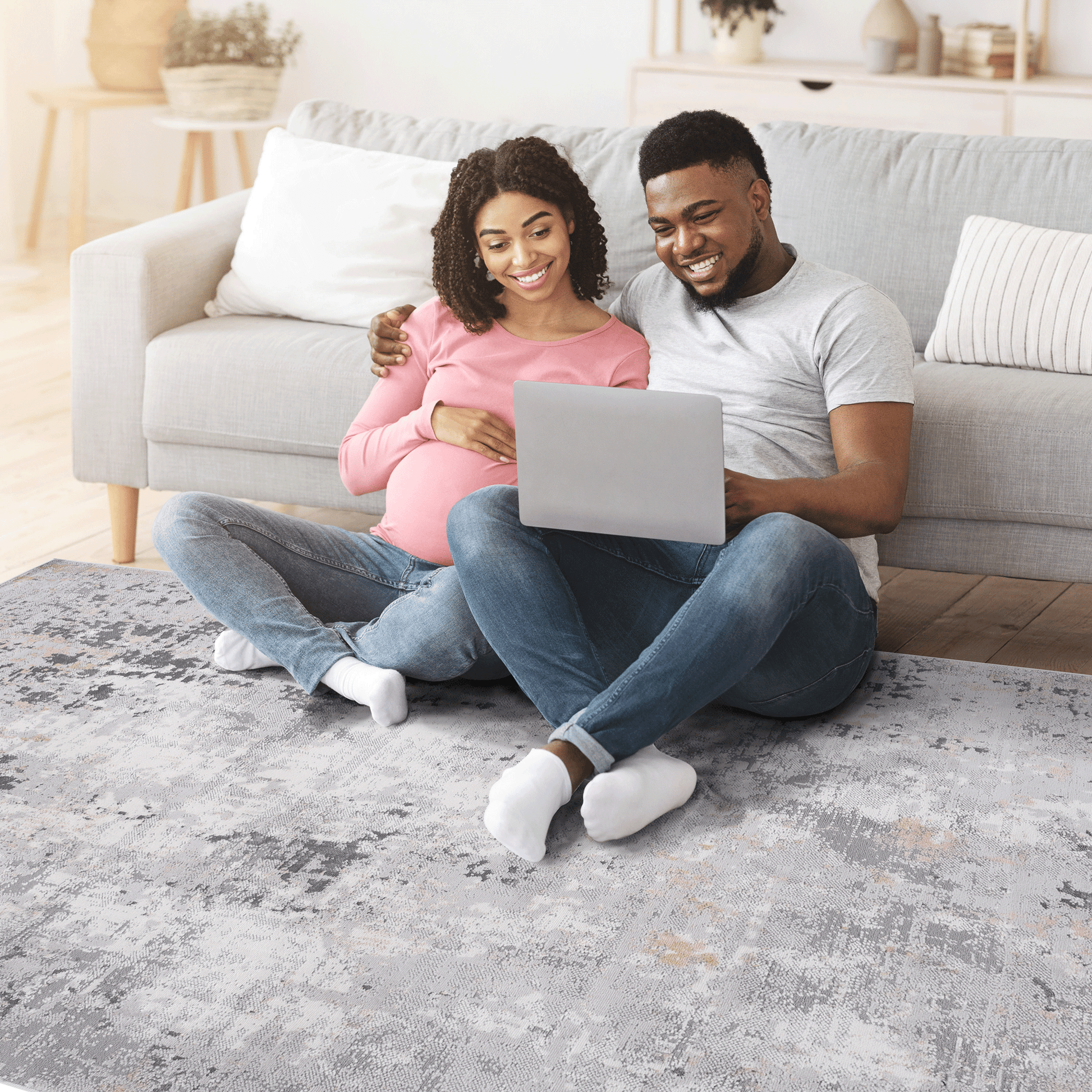 Naar Marfi Collection 2X3 Grey Multi Abstract Non Shedding Living Room Bedroom Dining Home Office Stylish And Stain Resistant Area Rug Grey Multi Polyester