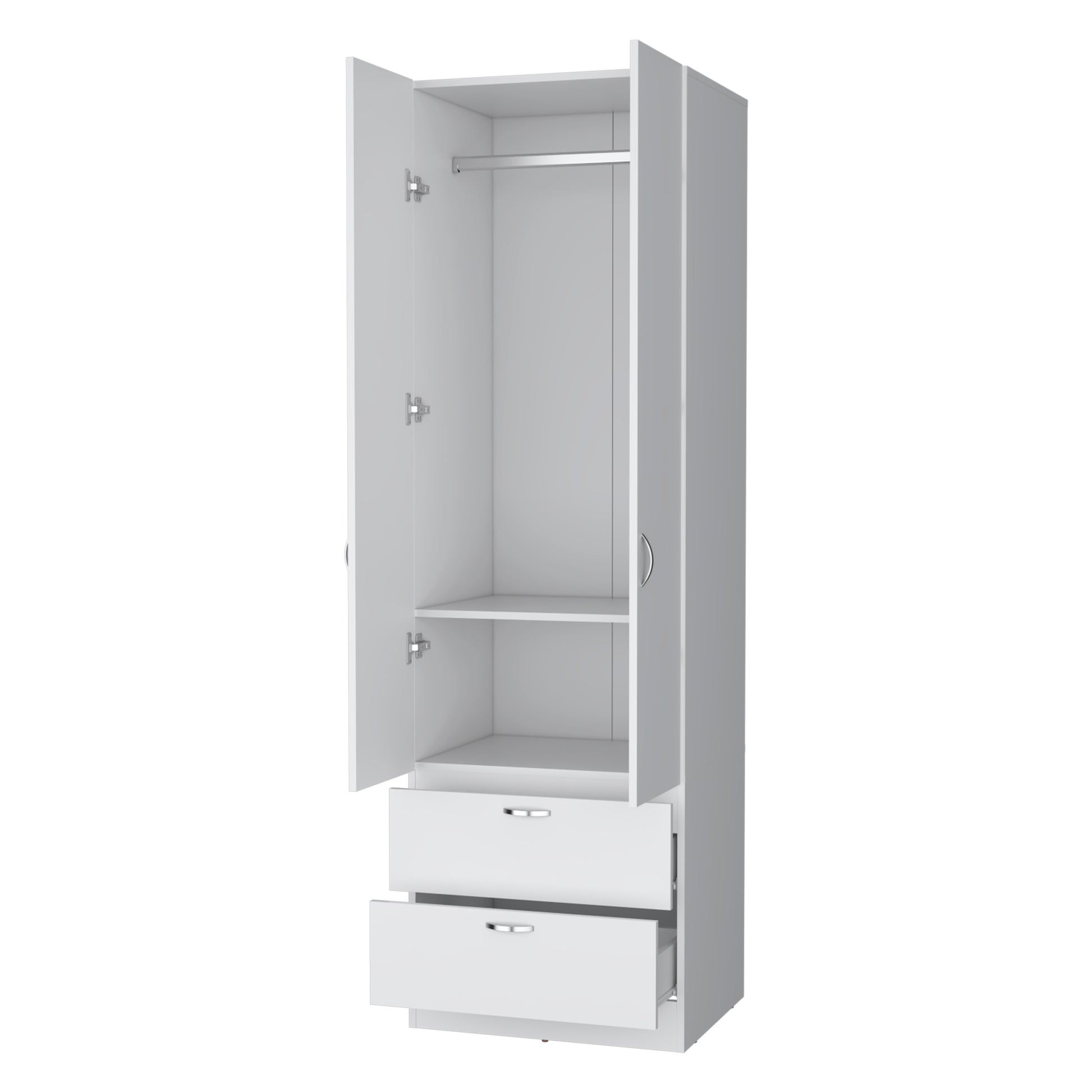 Tall Mayer Wardrobe In Melamine With Two Doors And Two Drawers White Particle Board Melamine