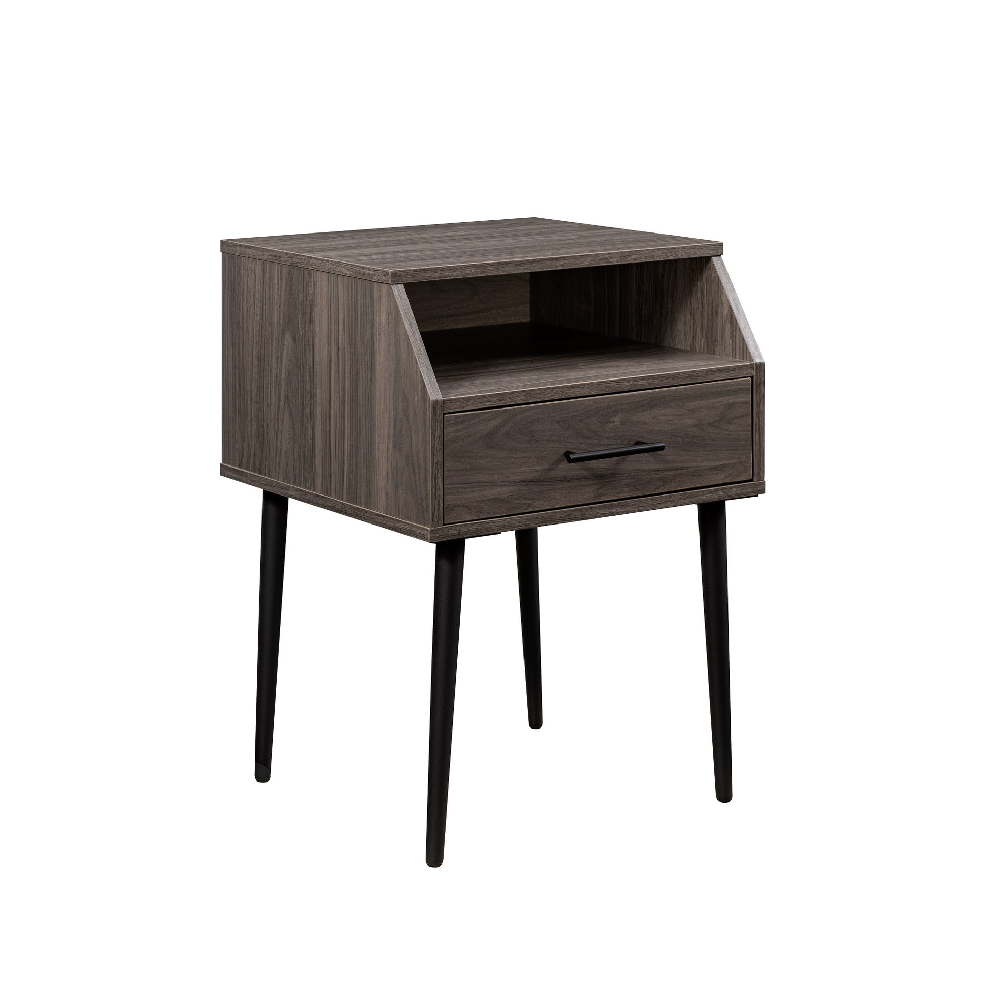 Contemporary Angled Nightstand Slate Grey Light Gray Mdf Mdf