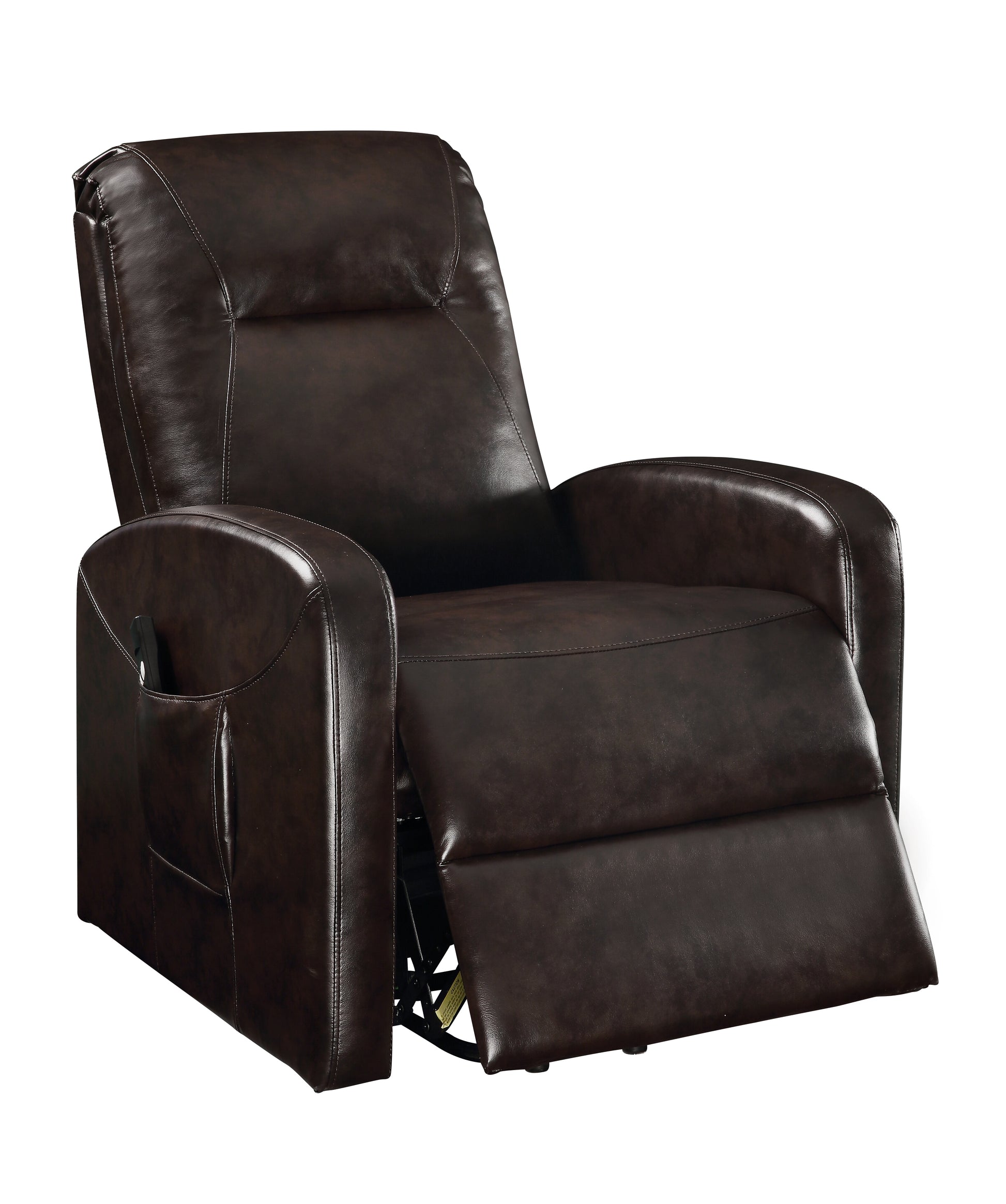 Espresso Power Lift Recliner Espresso Faux Leather Manual Push Button Metal Primary Living Space Tight Back Push Button Square Arms Wood Fabric