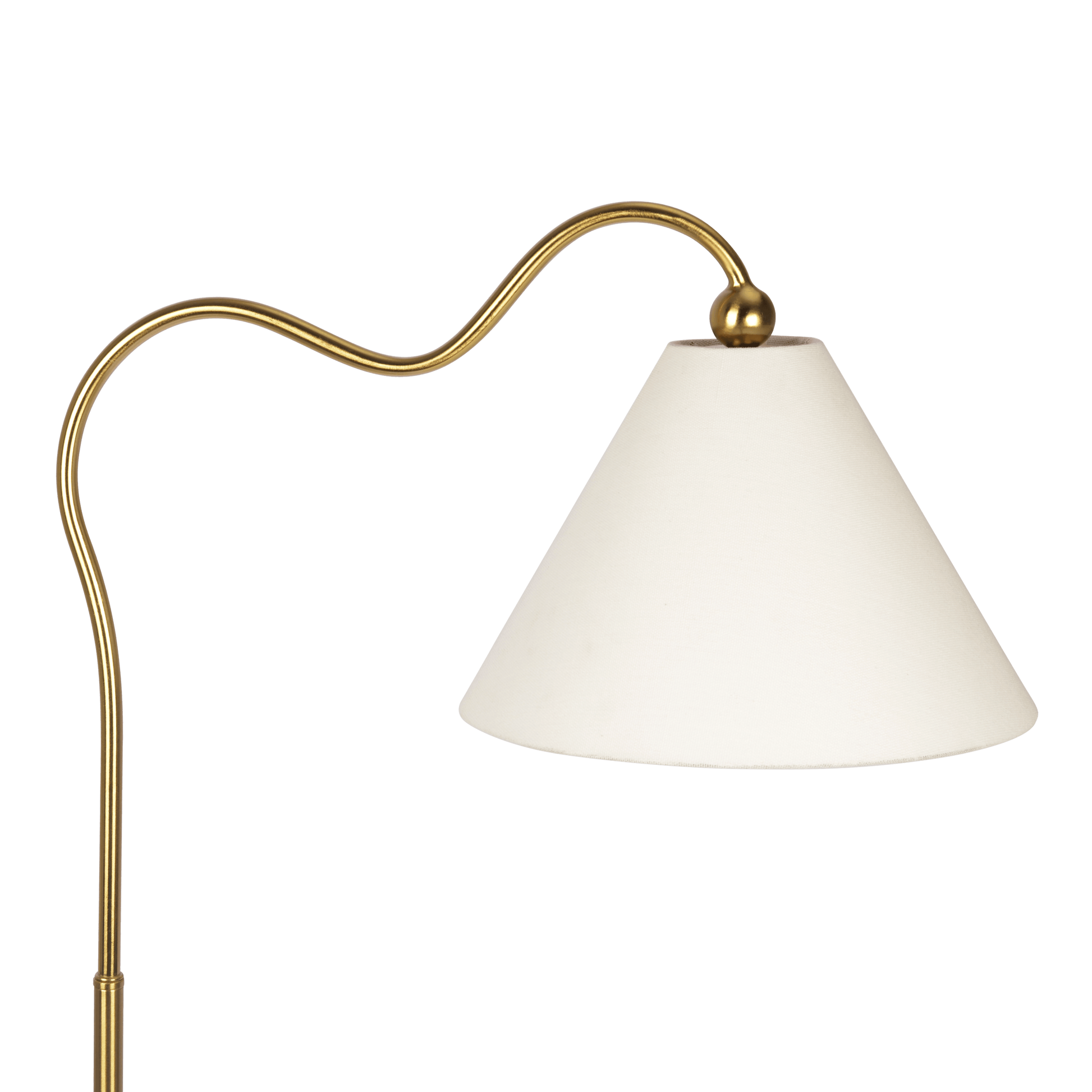 Majestic Brass Ring Base Curved Floor Lamp With Triangle White Drum Shade Gold,White Brass