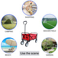 Folding Wagon Garden Shopping Beach Cart Red Red Metal