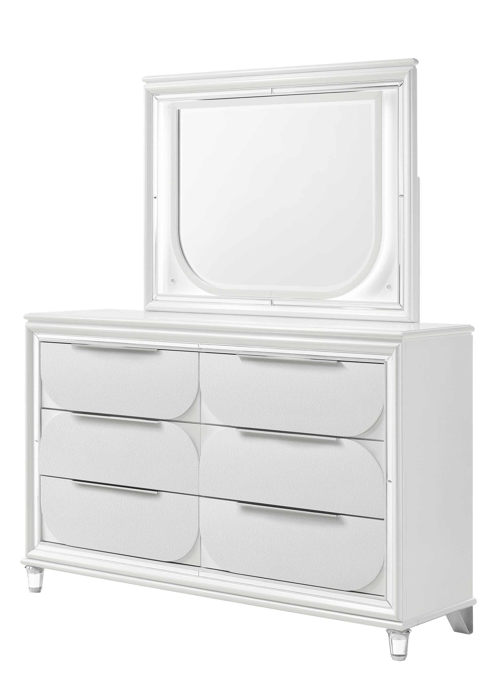 1Pc Modern Contemporary Dresser W Six Storage Drawers Jewelry Tray White Cream Finish Bedroom Wooden Furniture White Bedroom Contemporary,Modern Wood