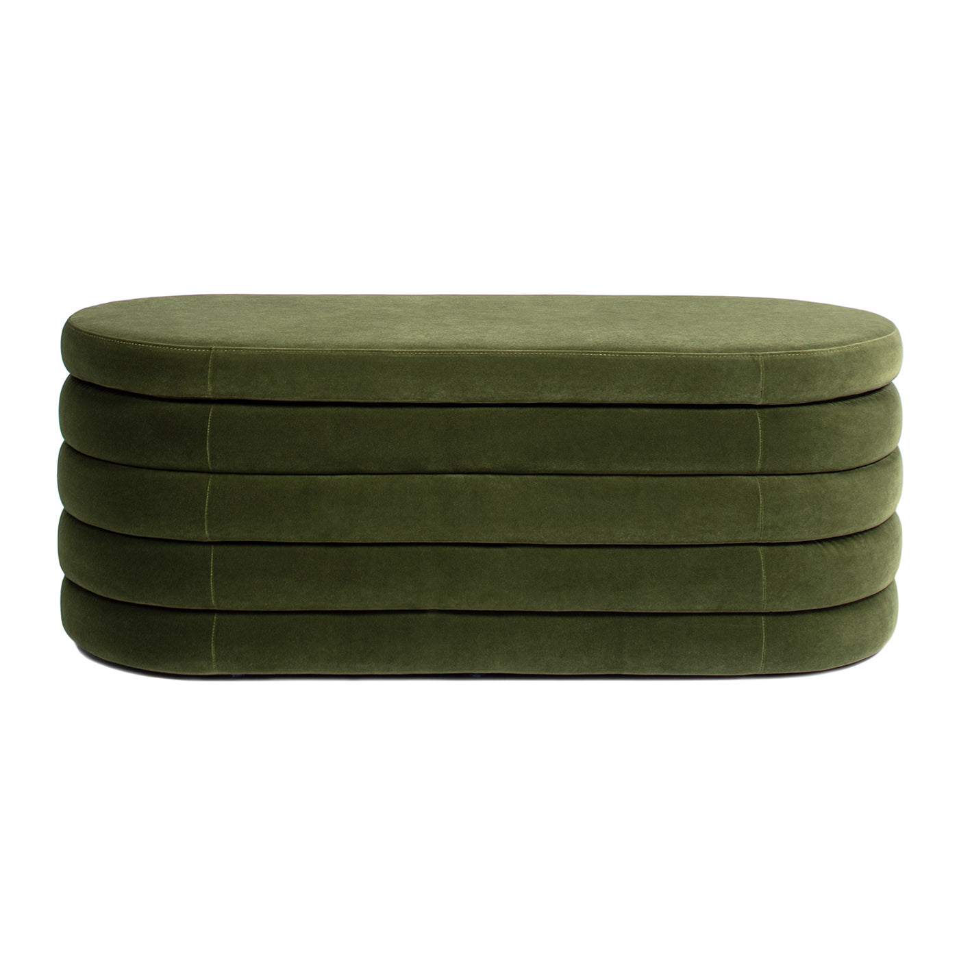 Fuji 49" Upholstered Oval Storage Bench, Olive Green Performance Velvet Olive Green Foam Velvet